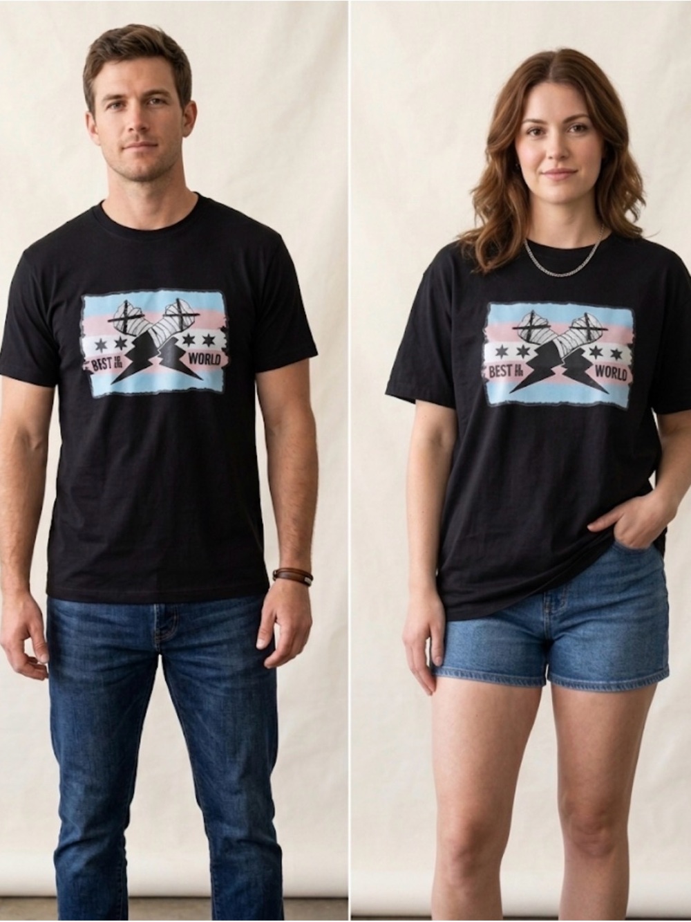 M&T Black Graphic T-Shirt “Best in the World” Men’s M  (unisex) (A627)